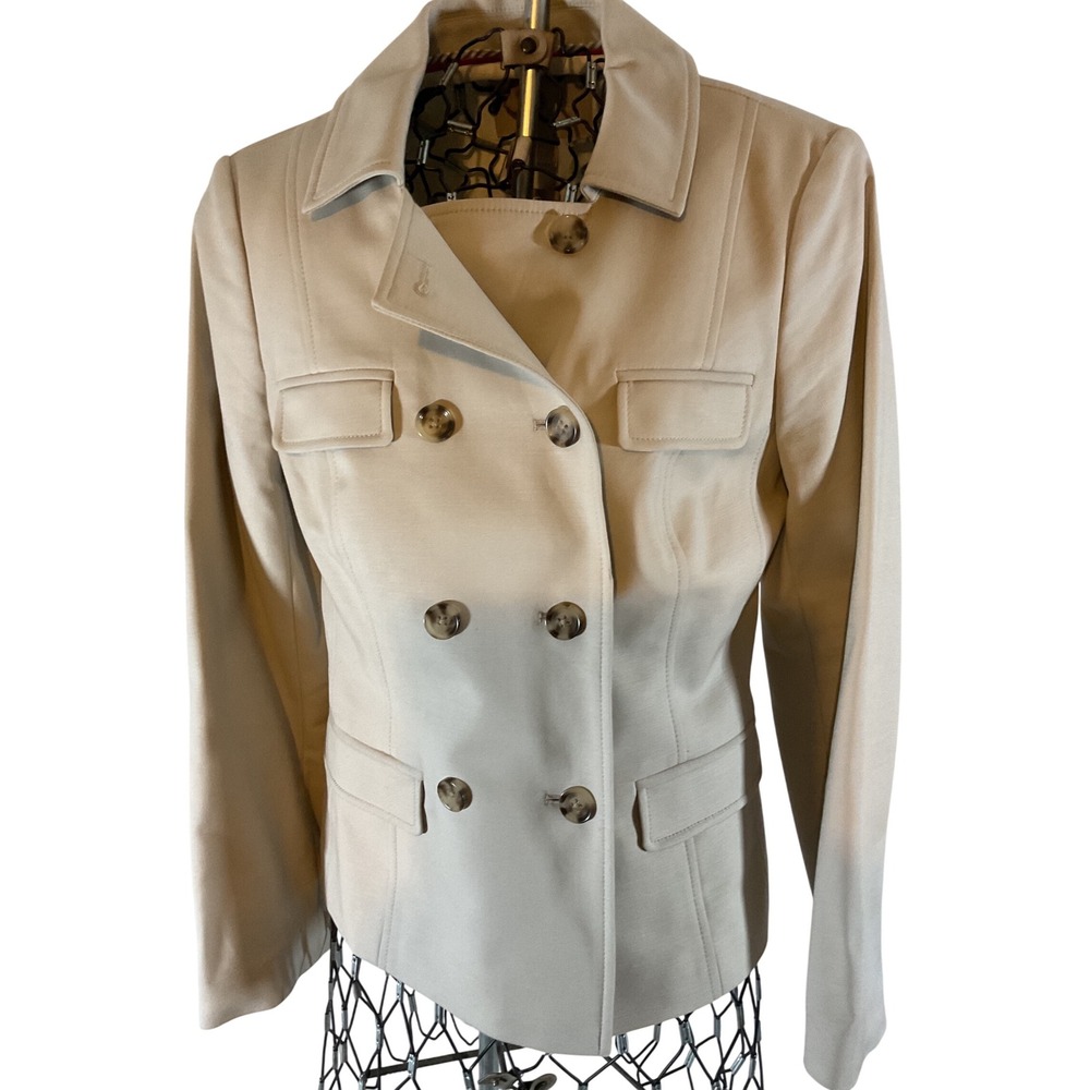Banana Republic Tan Double Breasted Utility Jacket Size 4 Cotton Lyocell‎ Blend